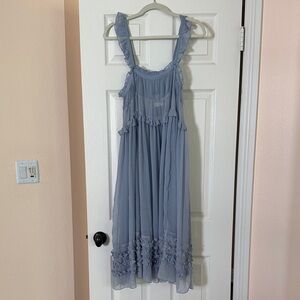 Free People Soft Blue Ruffle Dress